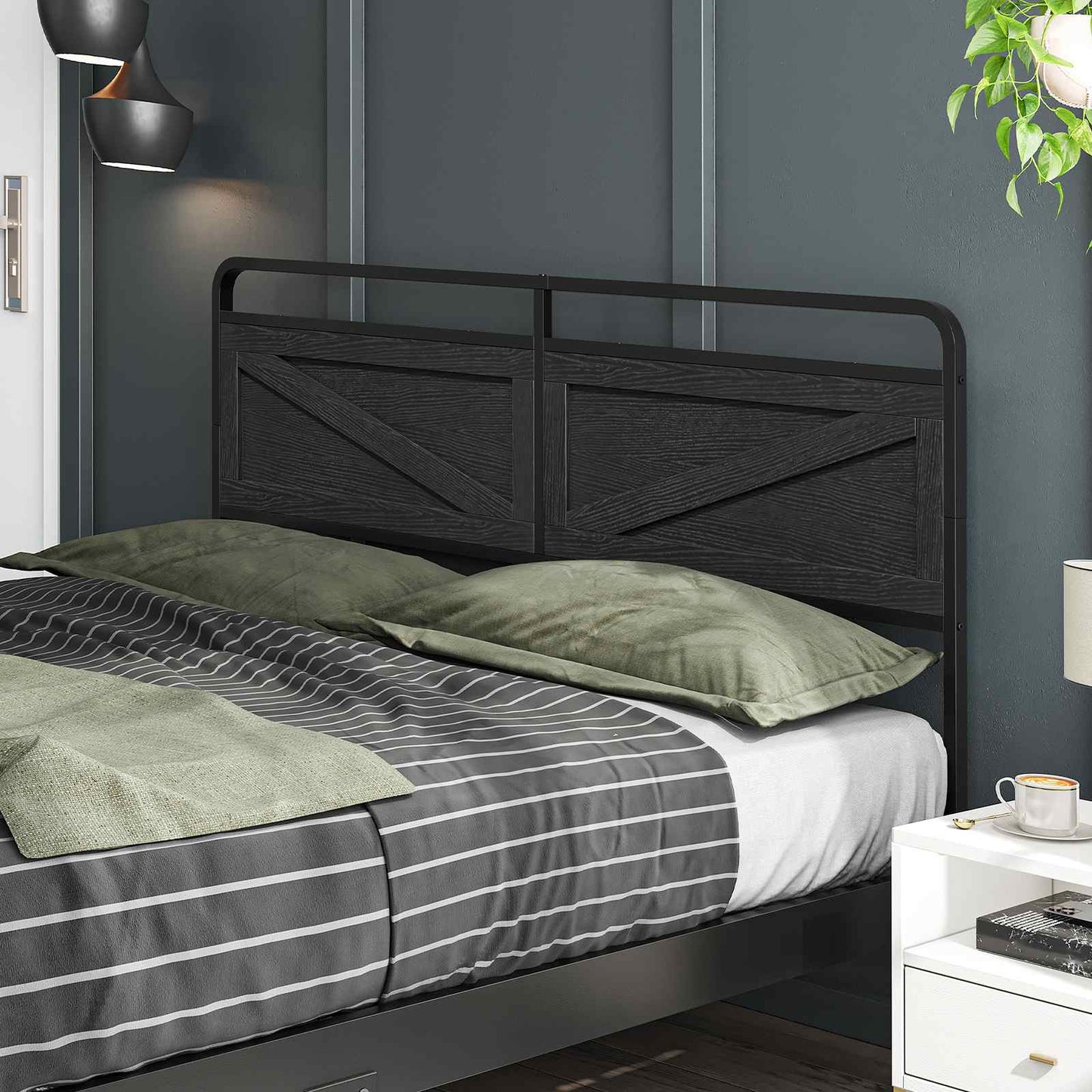 Wooden Panel Headboard - Black