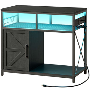 Aquarium Stand with Power Outlets, LED - Black