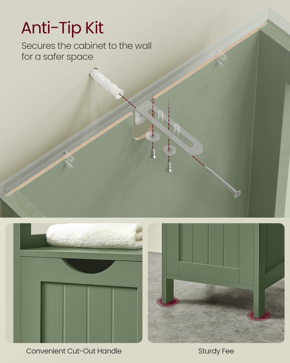 Bathroom Floor Cabinet with 2 Drawers