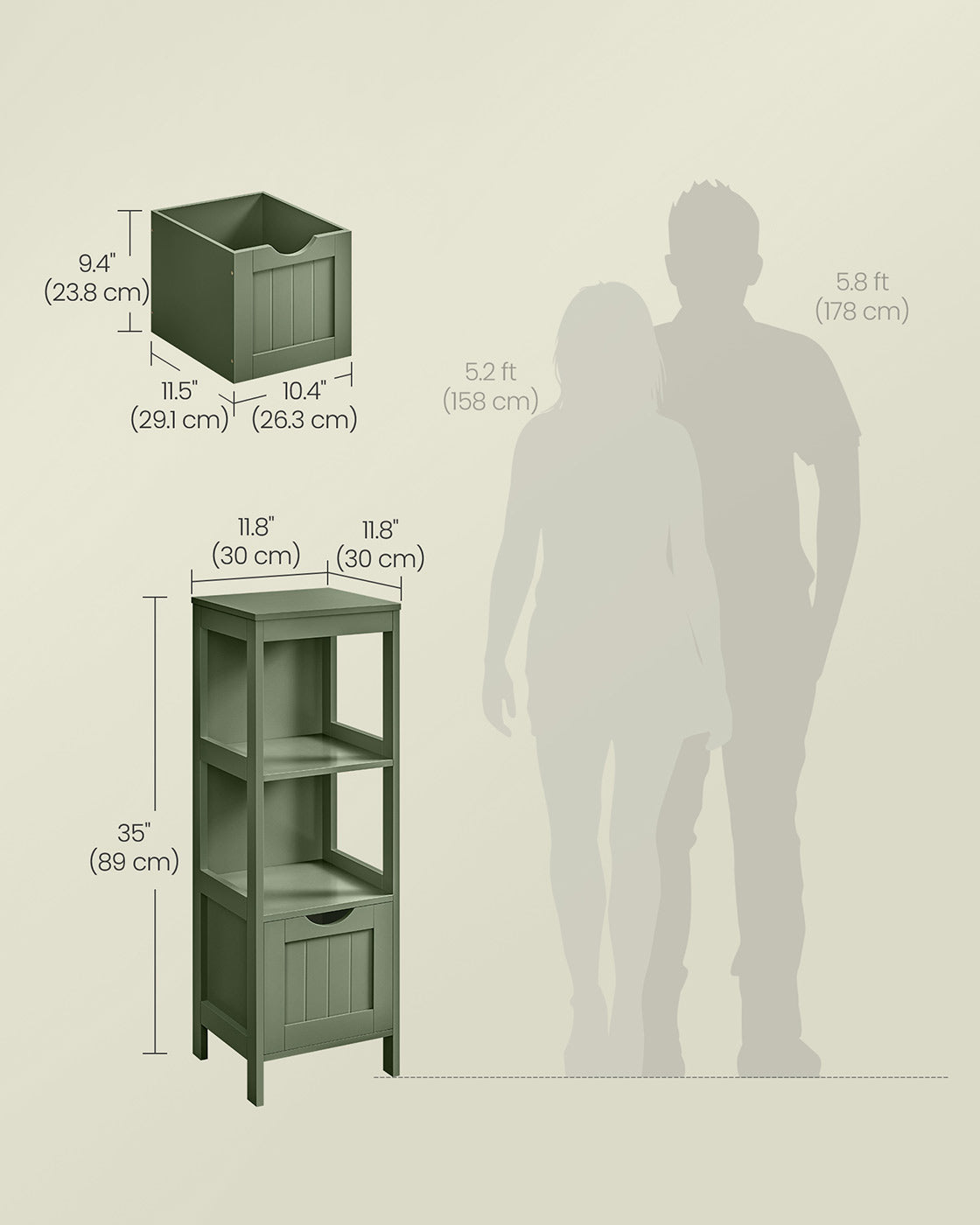 Bathroom Floor Cabinet with 2 Drawers