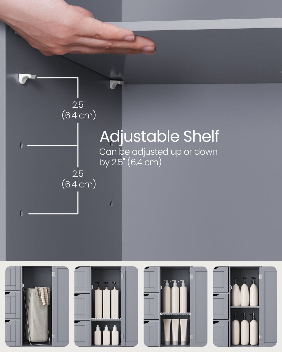 Bathroom Floor Storage Cabinet, Freestanding Bathroom Storage Unit with 3 Drawers - image 5