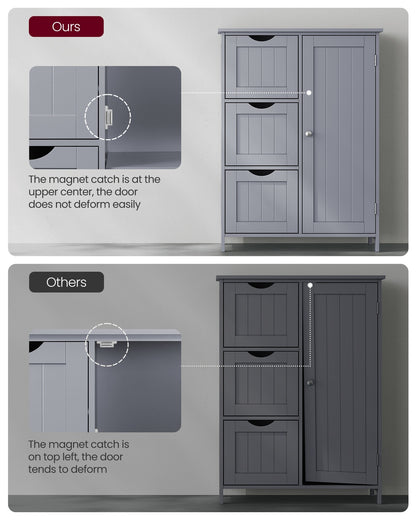 Bathroom Floor Storage Cabinet, Freestanding Bathroom Storage Unit with 3 Drawers - image 8
