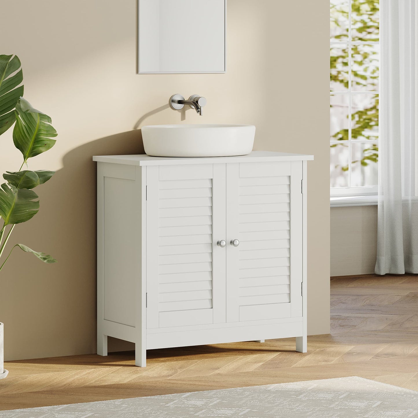 White Under Sink Storage Cabinet with Shelf - image 1