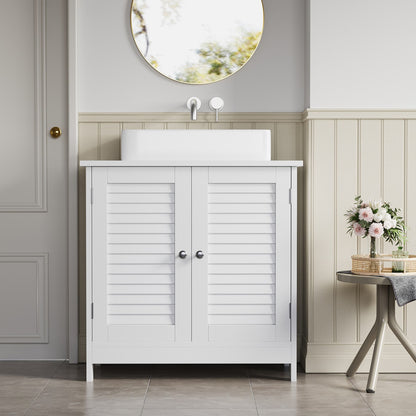 White Under Sink Storage Cabinet with Shelf - image 4