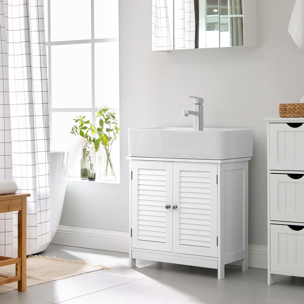 White Under Sink Storage Cabinet with Shelf - image 5
