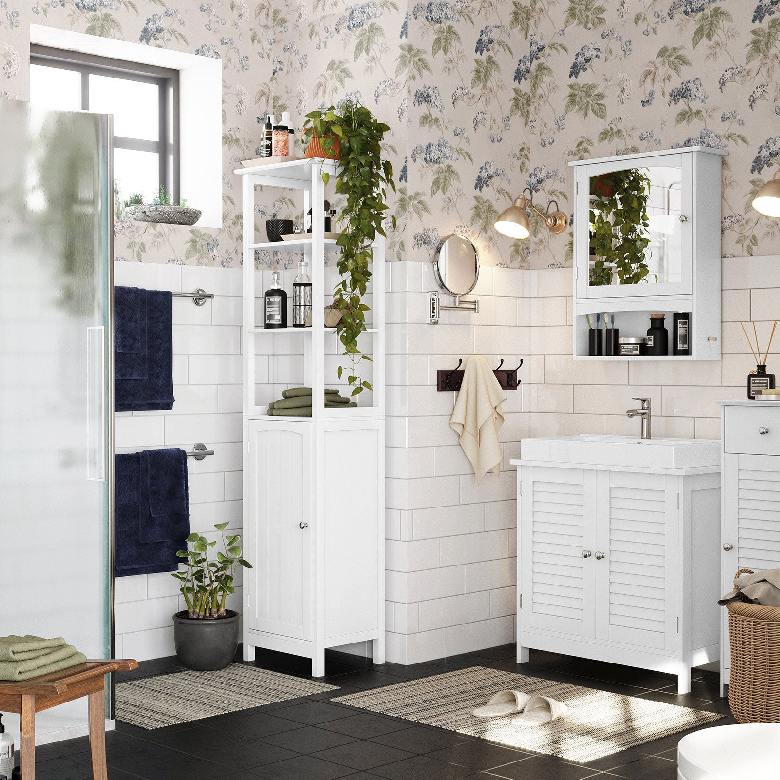 White Under Sink Storage Cabinet with Shelf - image 6