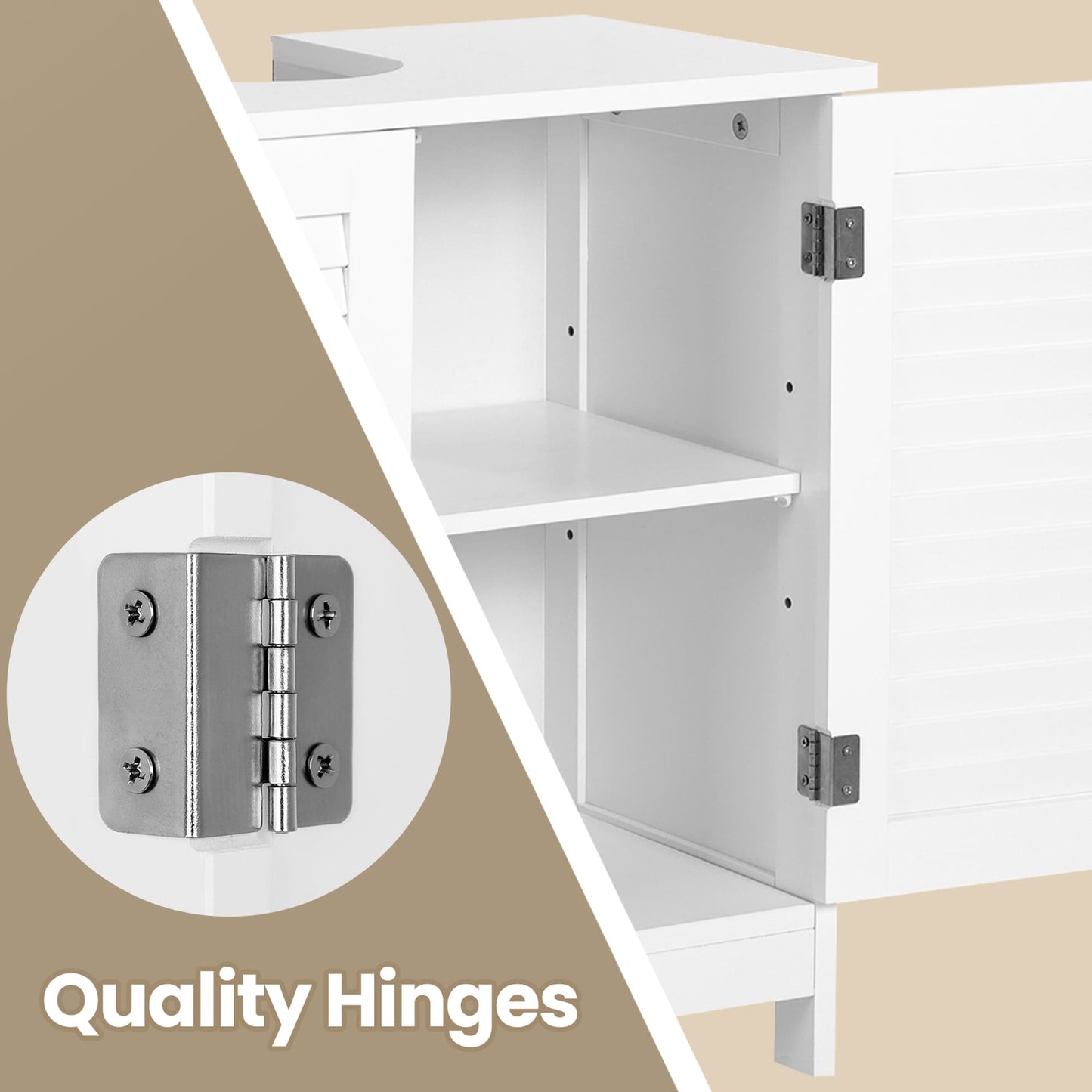 White Under Sink Storage Cabinet with Shelf - image 7