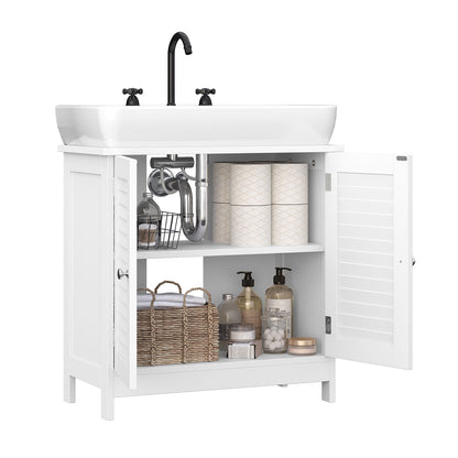 White Under Sink Storage Cabinet with Shelf