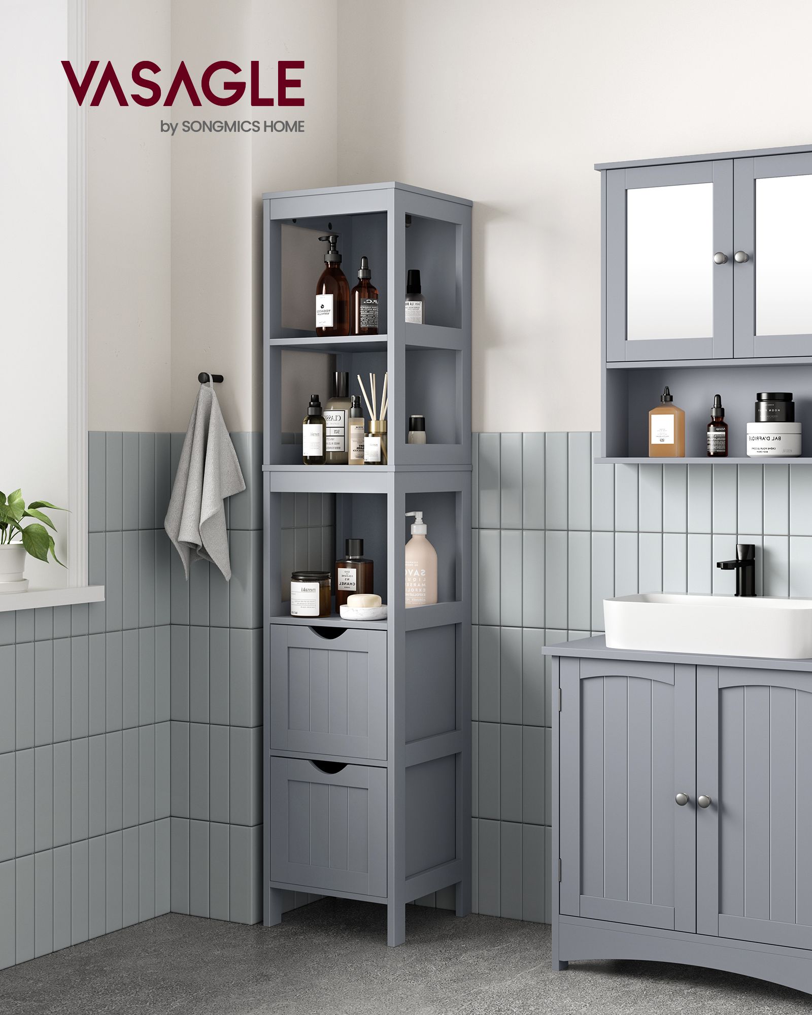 Bathroom Floor Cabinet with 2 Removable Drawers - image 1