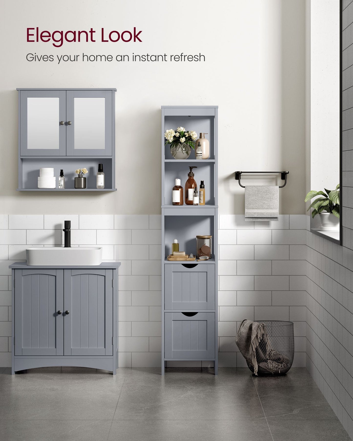 Bathroom Floor Cabinet with 2 Removable Drawers - image 5