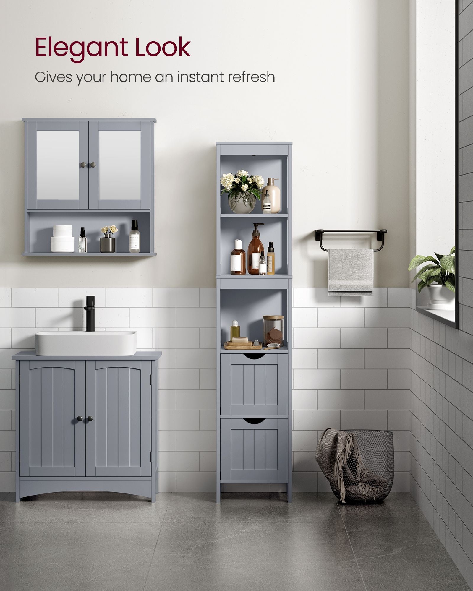 Bathroom Floor Cabinet with 2 Removable Drawers - image 5
