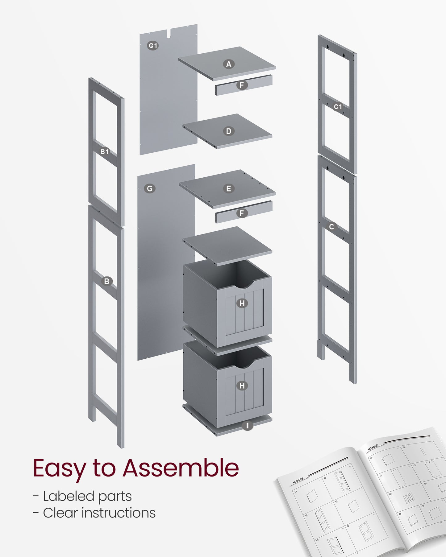 Bathroom Floor Cabinet with 2 Removable Drawers - image 6