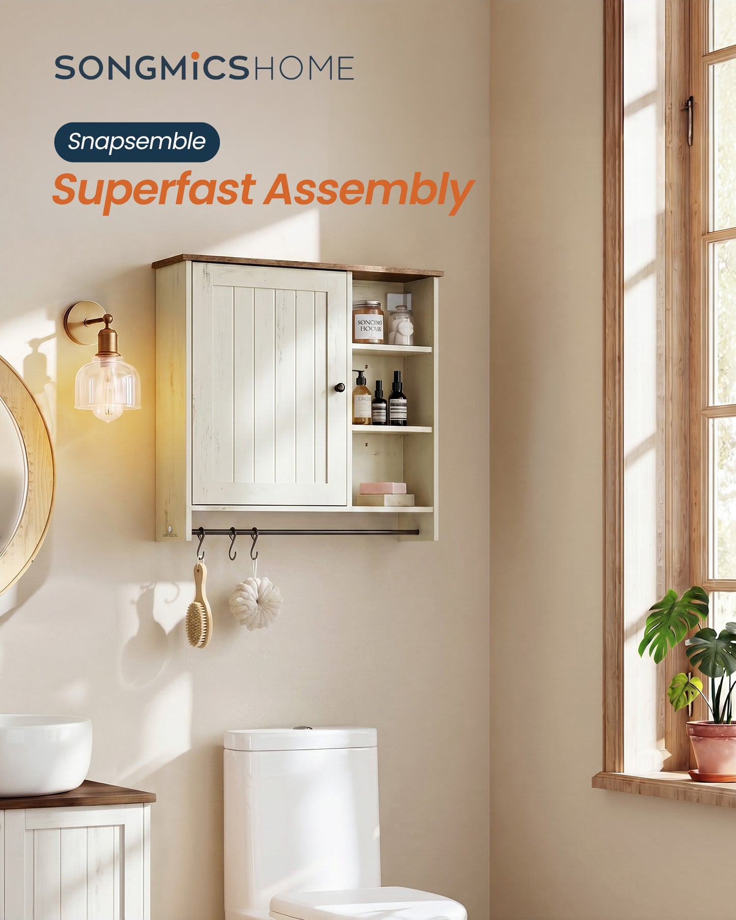 Wall mounted storage cabinet with adjustable shelves for bathroom - image 2