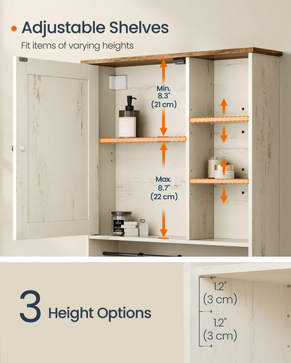 Wall mounted storage cabinet with adjustable shelves for bathroom - image 5
