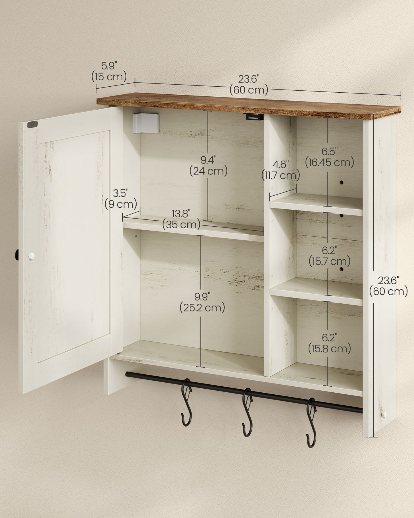 Wall mounted storage cabinet with adjustable shelves for bathroom - image 6