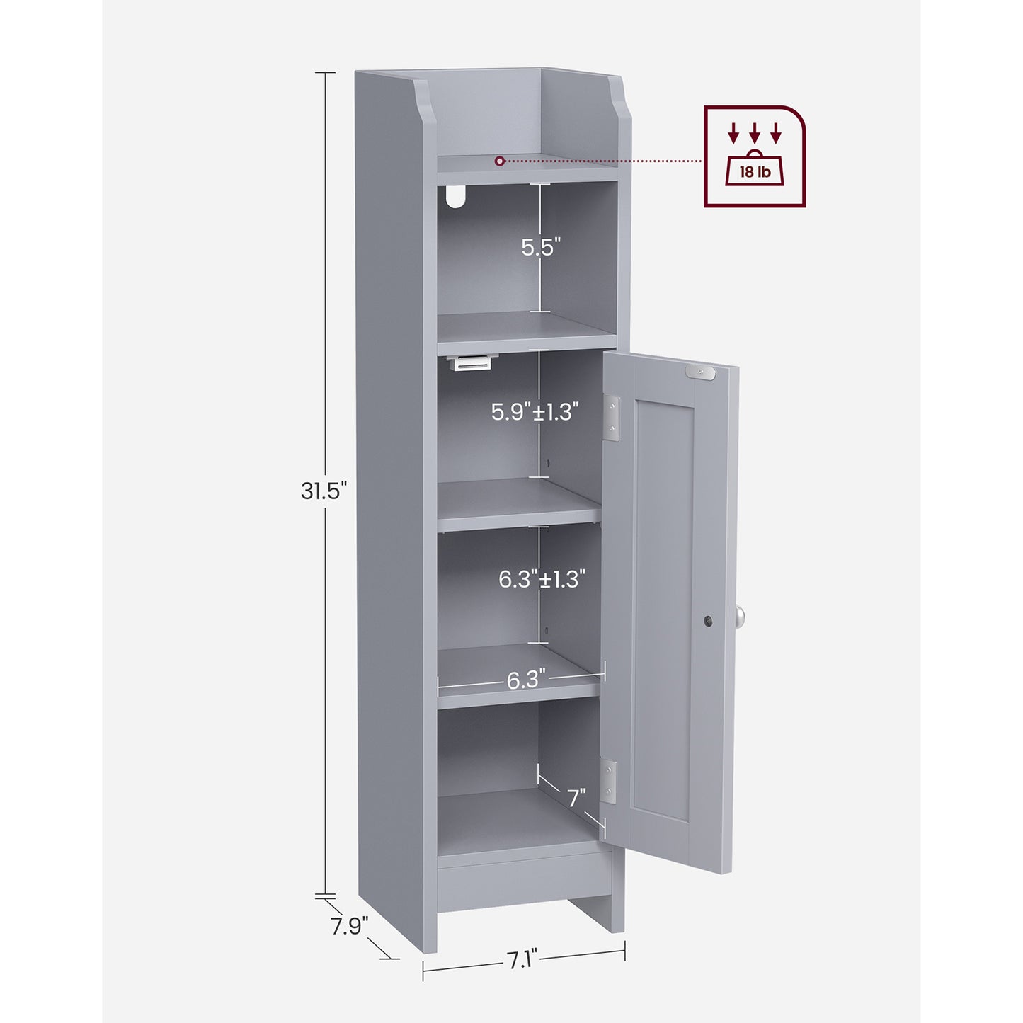 Badezimmerschrank schmal mit Tür