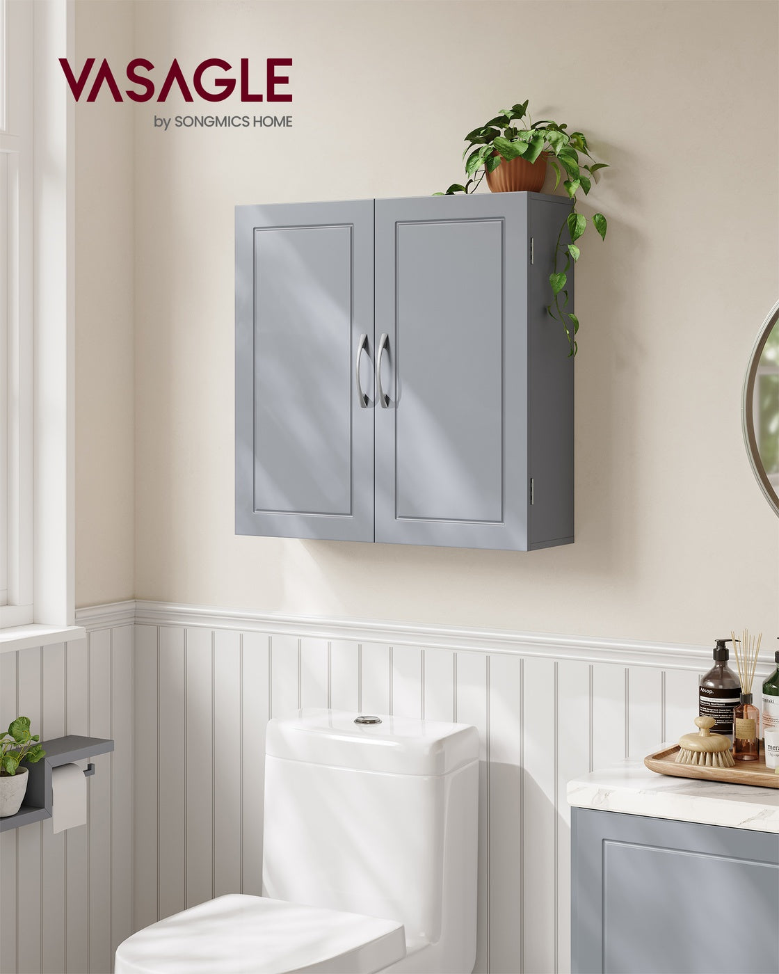 Wall-Mounted Bathroom Cabinet with Shelves Dove Grey - image 2