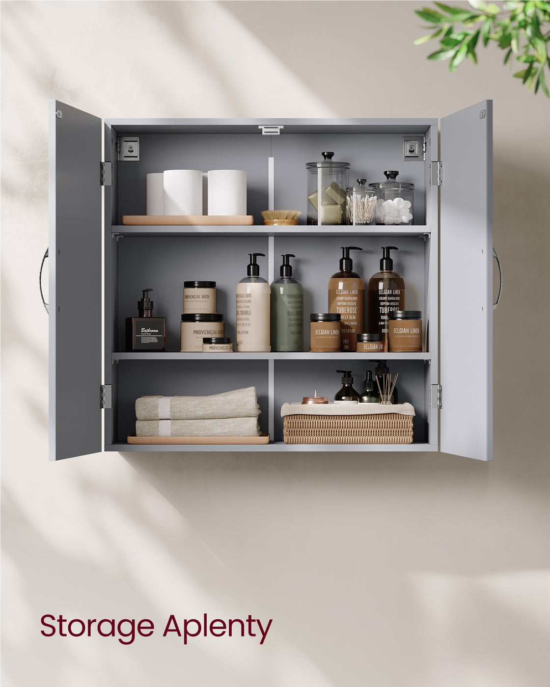 Wall-Mounted Bathroom Cabinet with Shelves Dove Grey - image 3