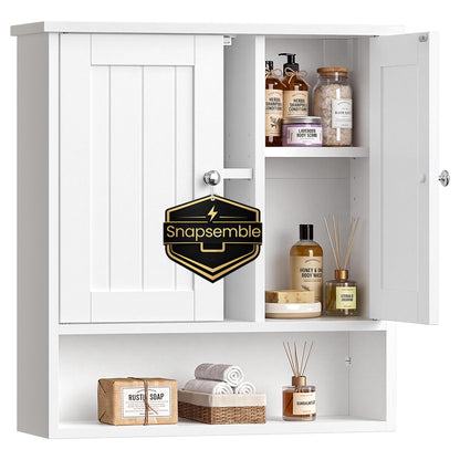 Tool-Free Assembly Bathroom Wall Cabinet, 2 Doors Modern basic Wall Mounted Storage, Adjustable Shelves - image 1
