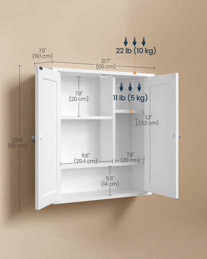 Tool-Free Assembly Bathroom Wall Cabinet, 2 Doors Farmhouse Wall Mounted Storage, Adjustable Shelves - image 7