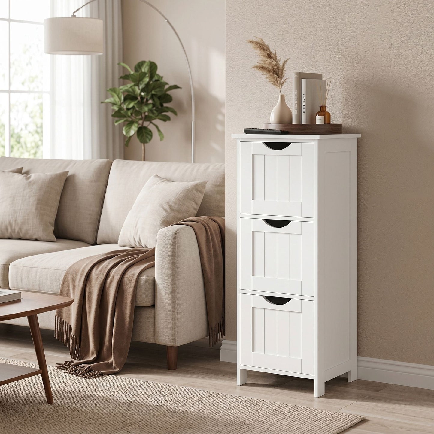 Freestanding Storage Cabinet for Bathroom, with Drawers, Modern Bathroom Storage Organiser Unit, Green - image 11