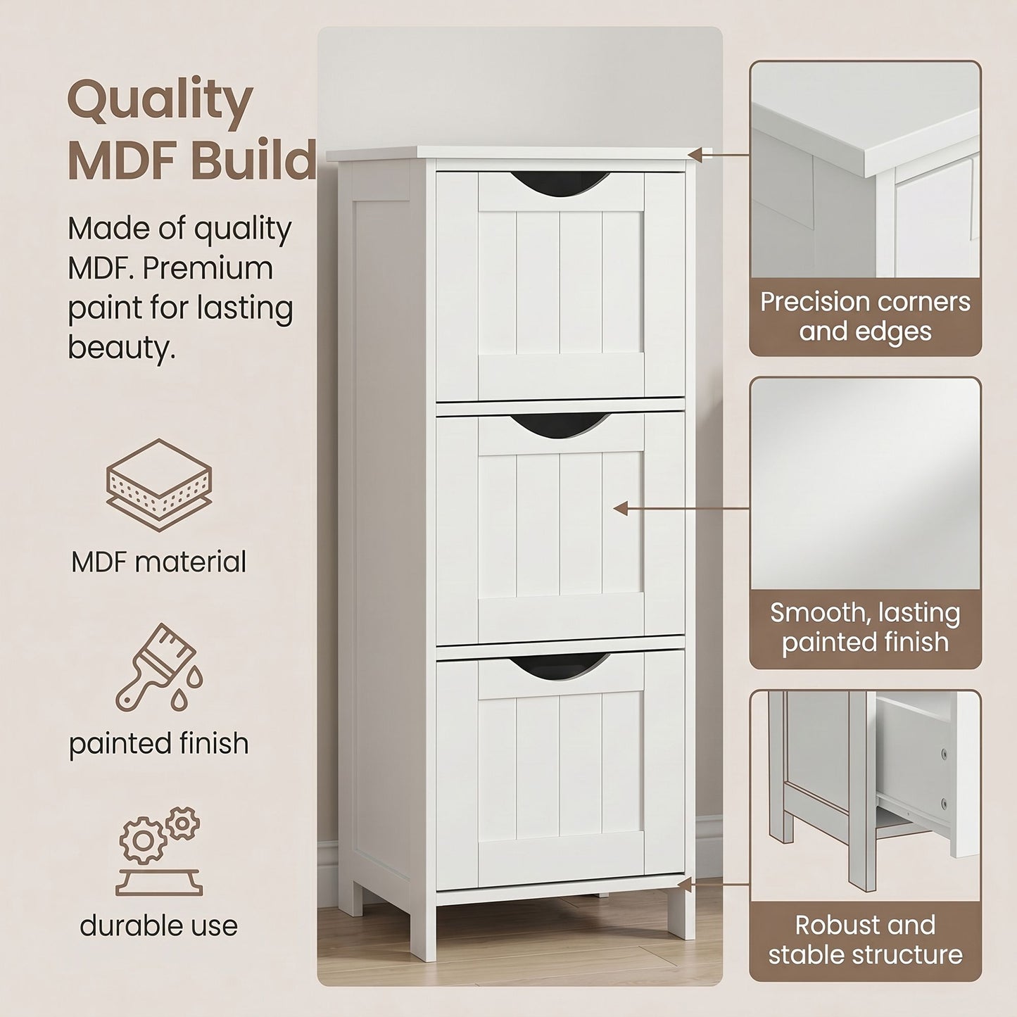 Freestanding Storage Cabinet for Bathroom, with Drawers, Modern Bathroom Storage Organiser Unit, Green - image 12