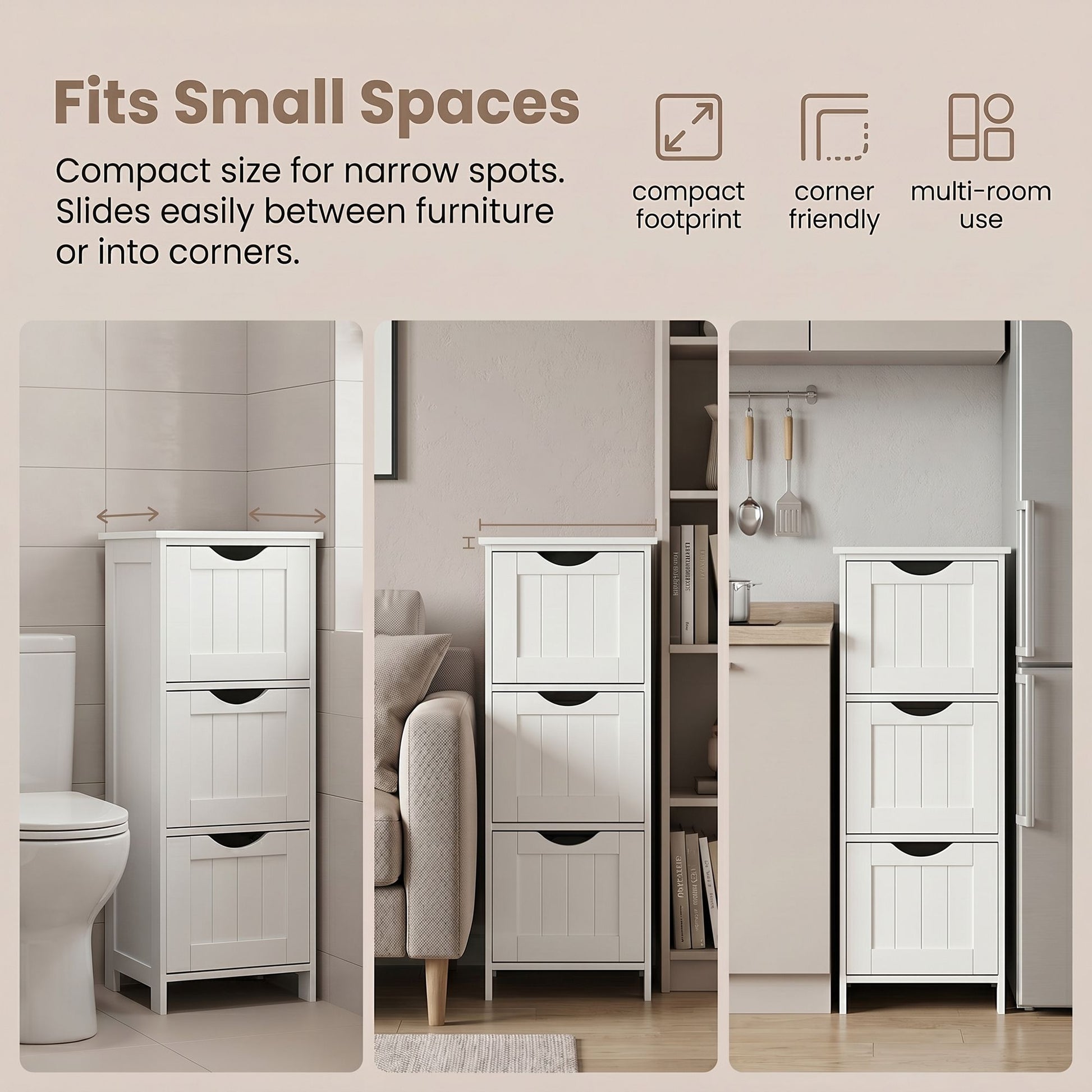 Freestanding Storage Cabinet for Bathroom, with Drawers, Modern Bathroom Storage Organiser Unit, Green - image 13