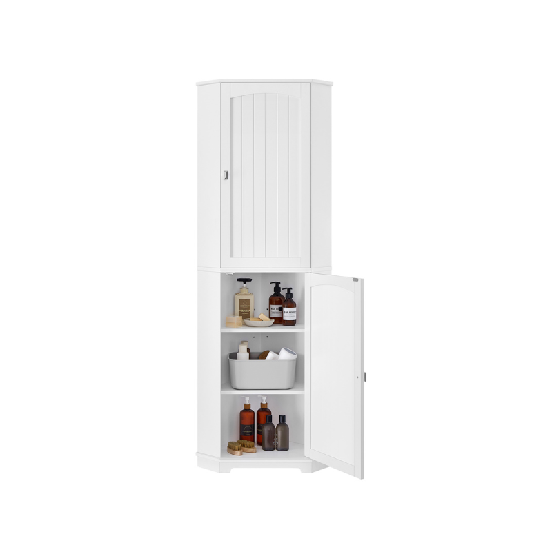 Tall Corner Cabinet with 2 Doors and 4 Adjustable Shelves