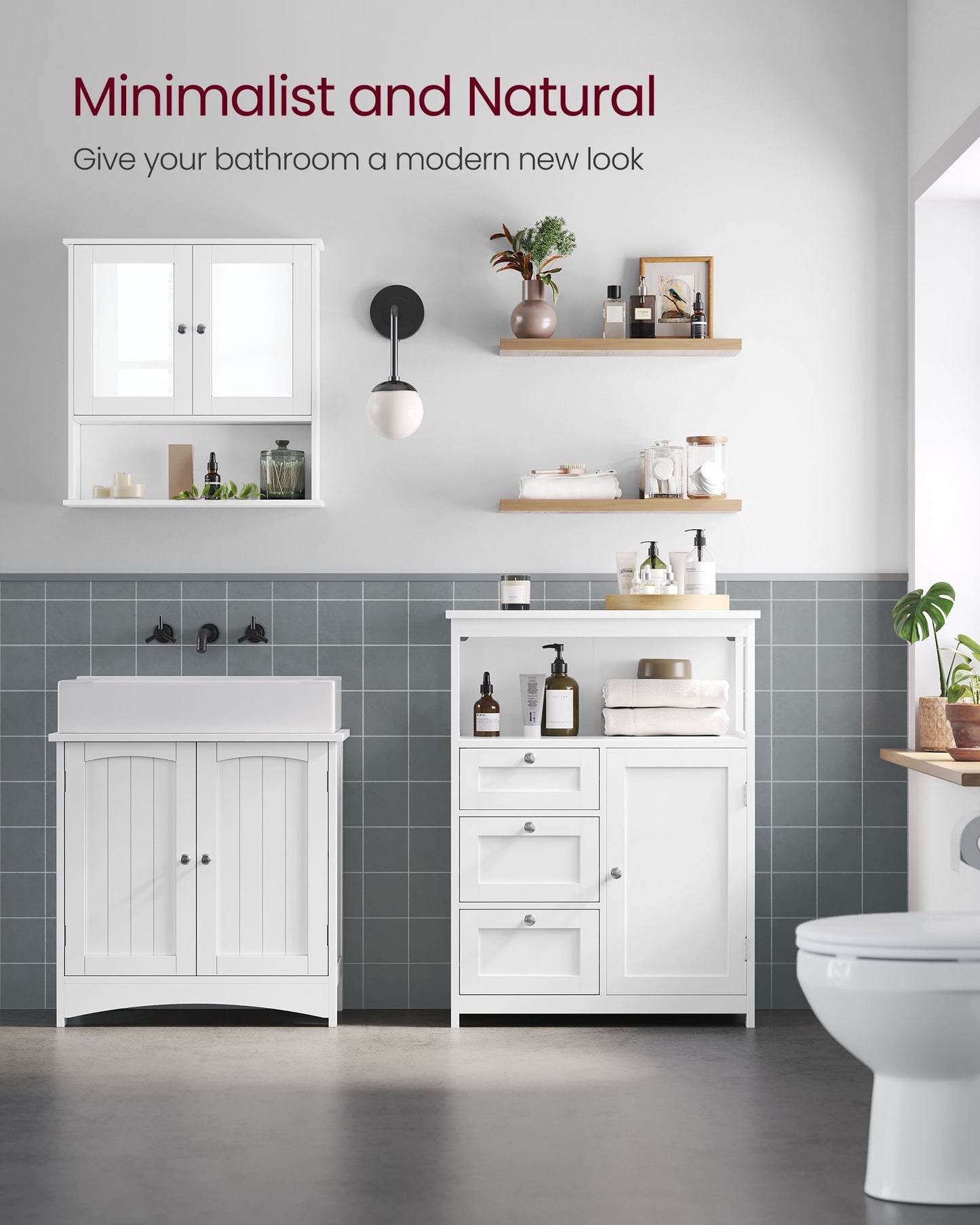 Badezimmerschrank 30 x 60 x 80 cm mit 3 Schubladen