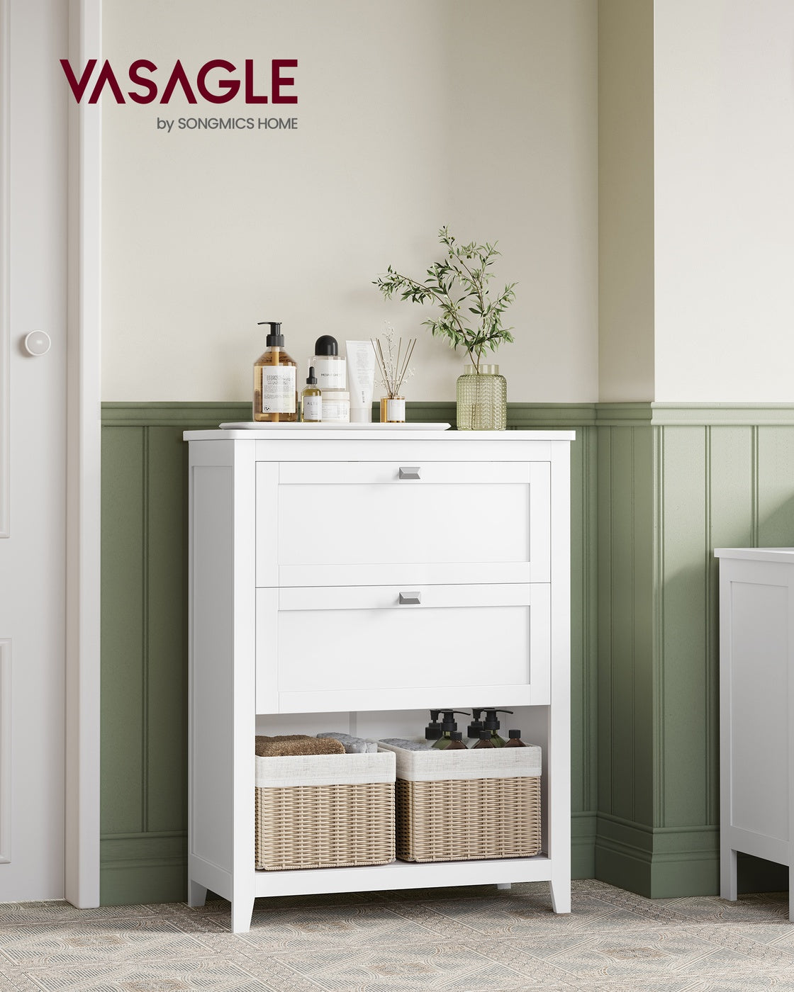 Freestanding Storage Unit, 2 Drawers with Adjustable Dividers, Bathroom Cabinet for Home - image 1