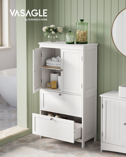 Mobile da Bagno con 2 Cassetti e Ripiano Regolabile 30 x 60 x 110 cm Bianco