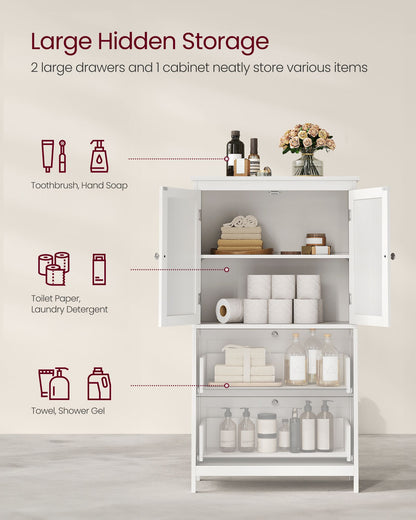 Bathroom Floor Storage Cabinet with 2 Drawers and 2 Doors