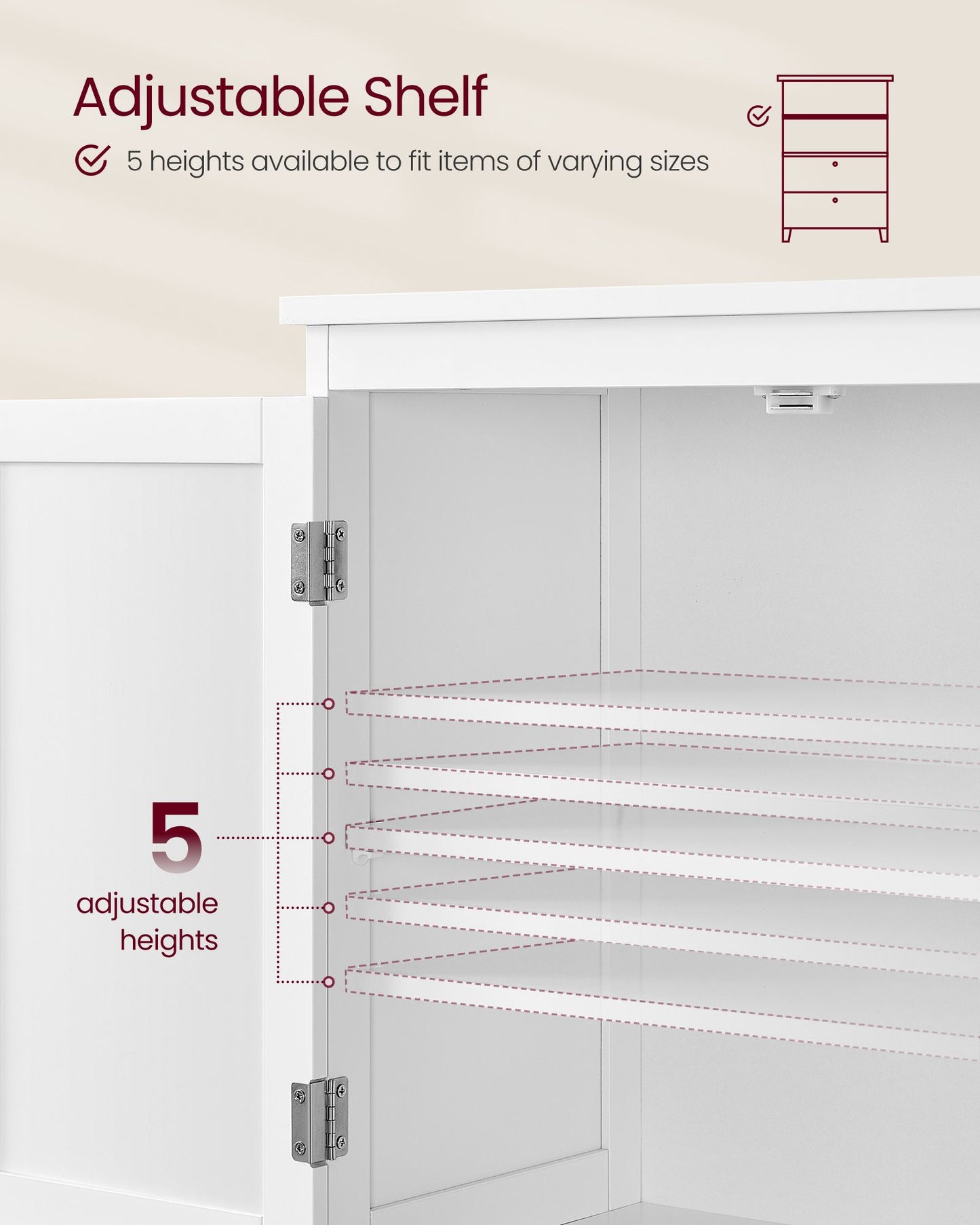 Mobile da Bagno con 2 Cassetti e Ripiano Regolabile 30 x 60 x 110 cm Bianco