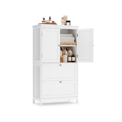 Mobile da Bagno con 2 Cassetti e Ripiano Regolabile 30 x 60 x 110 cm Bianco