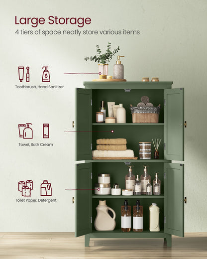 Bathroom Floor Storage Cabinet with 4 Doors
