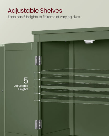 Bathroom Floor Storage Cabinet with 4 Doors