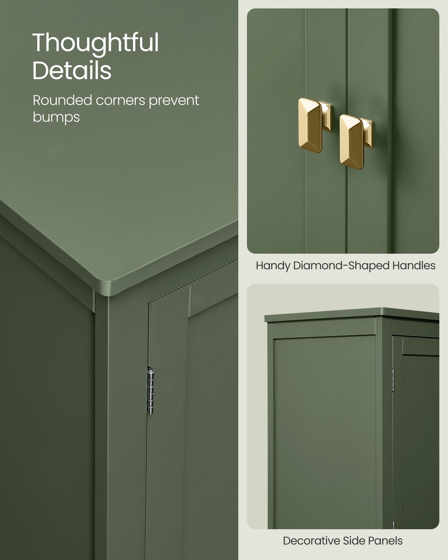 Bathroom Floor Storage Cabinet with 4 Doors
