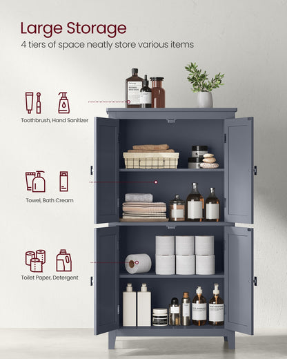 Bathroom Floor Storage Cabinet with 4 Doors