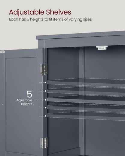 Bathroom Floor Storage Cabinet with 4 Doors