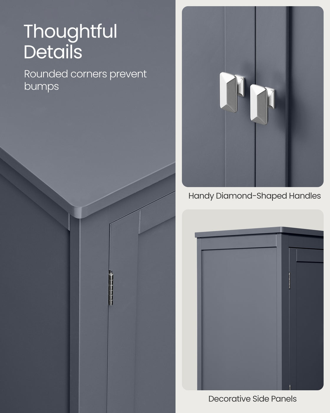 Bathroom Floor Storage Cabinet with 4 Doors