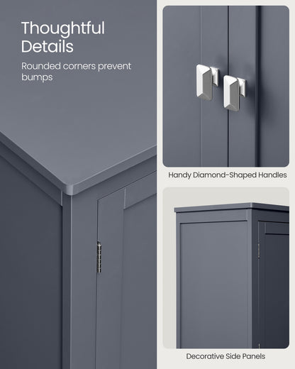 Bathroom Floor Storage Cabinet with 4 Doors