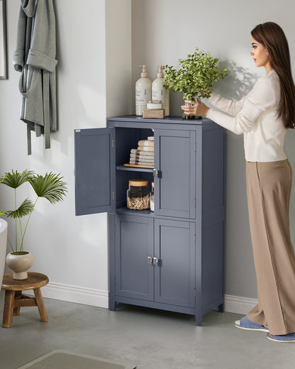 Bathroom Floor Storage Cabinet with 4 Doors