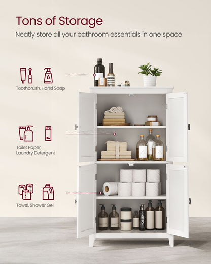 Bathroom Floor Storage Cabinet with 4 Doors