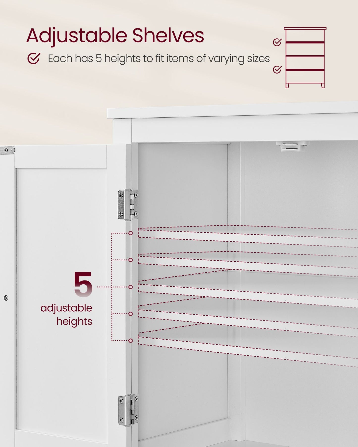 Bathroom Floor Storage Cabinet with 4 Doors