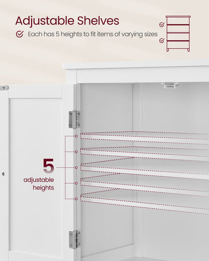 Bathroom Floor Storage Cabinet with 4 Doors