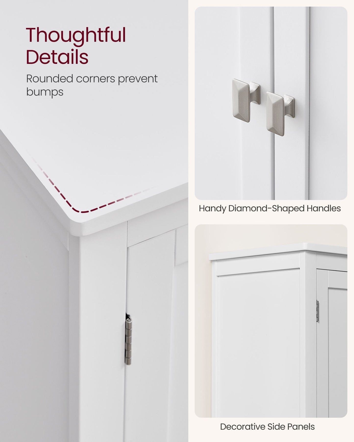 Bathroom Floor Storage Cabinet with 4 Doors