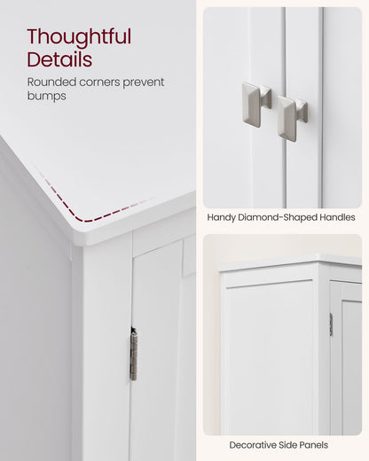 Bathroom Floor Storage Cabinet with 4 Doors
