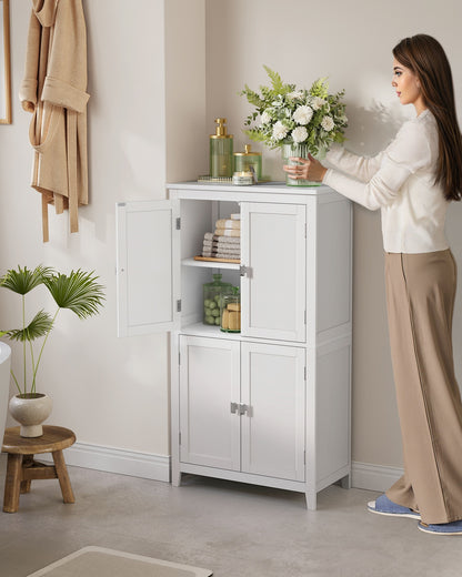 Bathroom Floor Storage Cabinet with 4 Doors