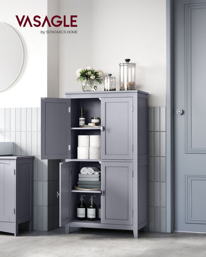 Bathroom Floor Storage Cabinet with 4 Doors