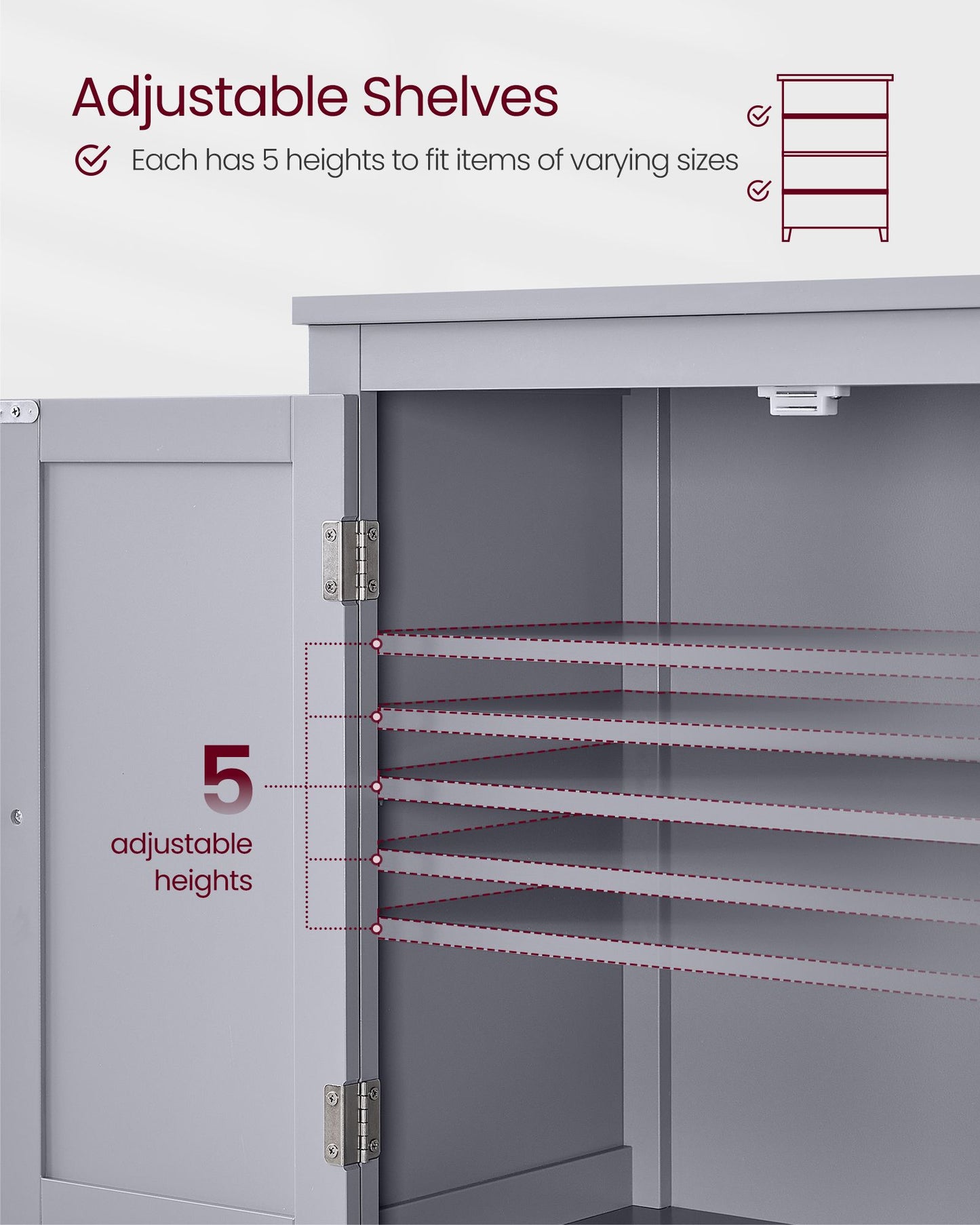 Bathroom Floor Storage Cabinet with 4 Doors